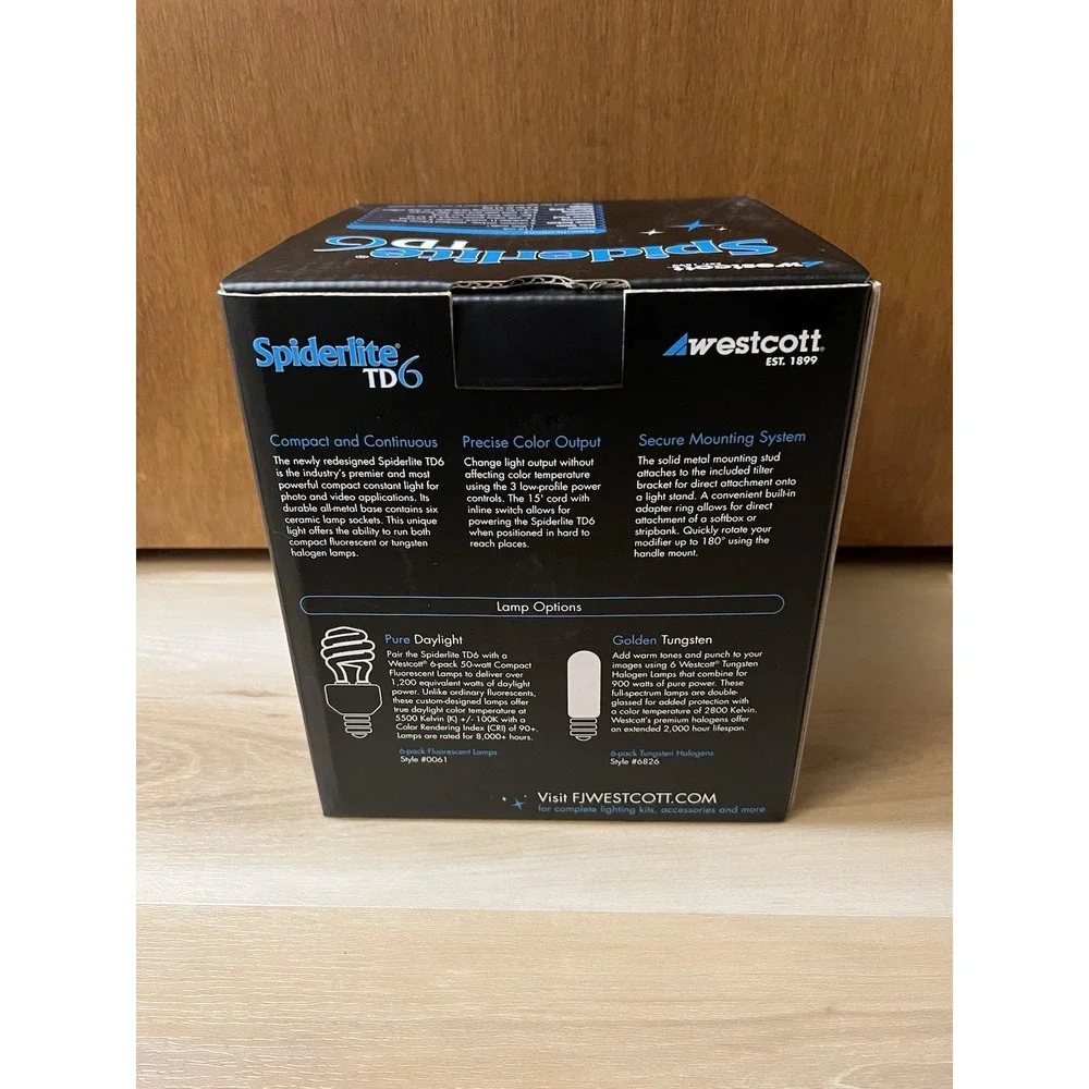 NIB Westcott Spiderlite TD6 Fixture with Flex Bracket New In Box Light Head Tilt